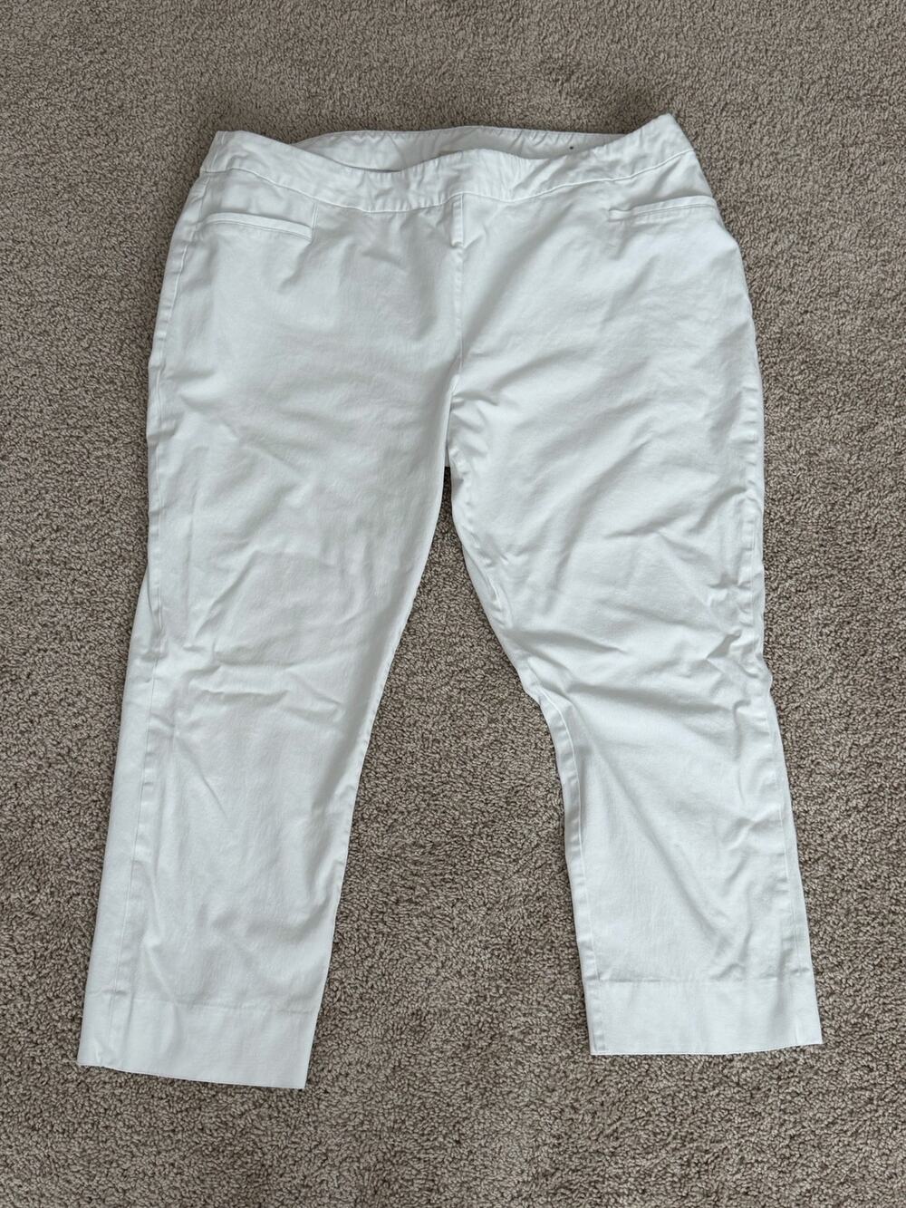 Soft Surroundings Superla Stretch Pull-On Cropped Pants White 3X